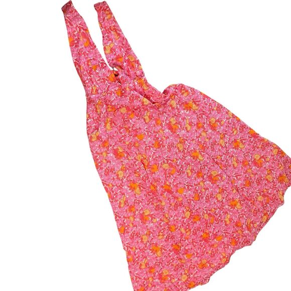 J Crew Dress WMNS M Pink Floral Plunge Cover up Limone Lightweight Open Back NEW - Picture 2 of 11